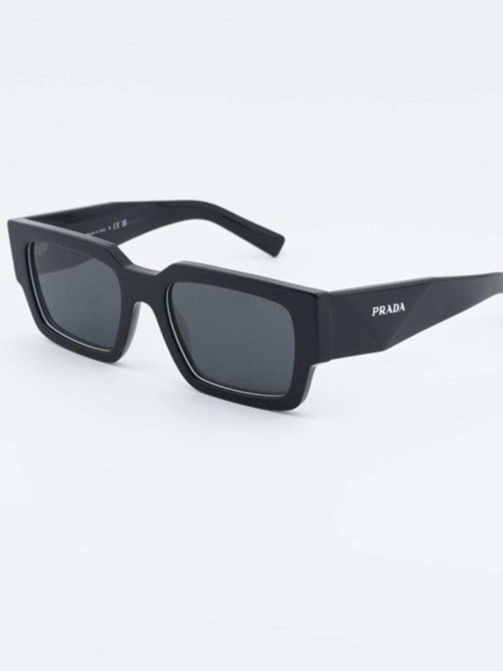 Prada PRB17S 16K08Z Sunglasses Black Rectangle Frame, Dark Grey Lenses